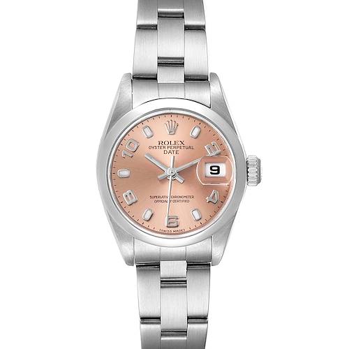 Photo of Rolex Date 26 Salmon Dial Domed Bezel Steel Ladies Watch 79160 Box Papers