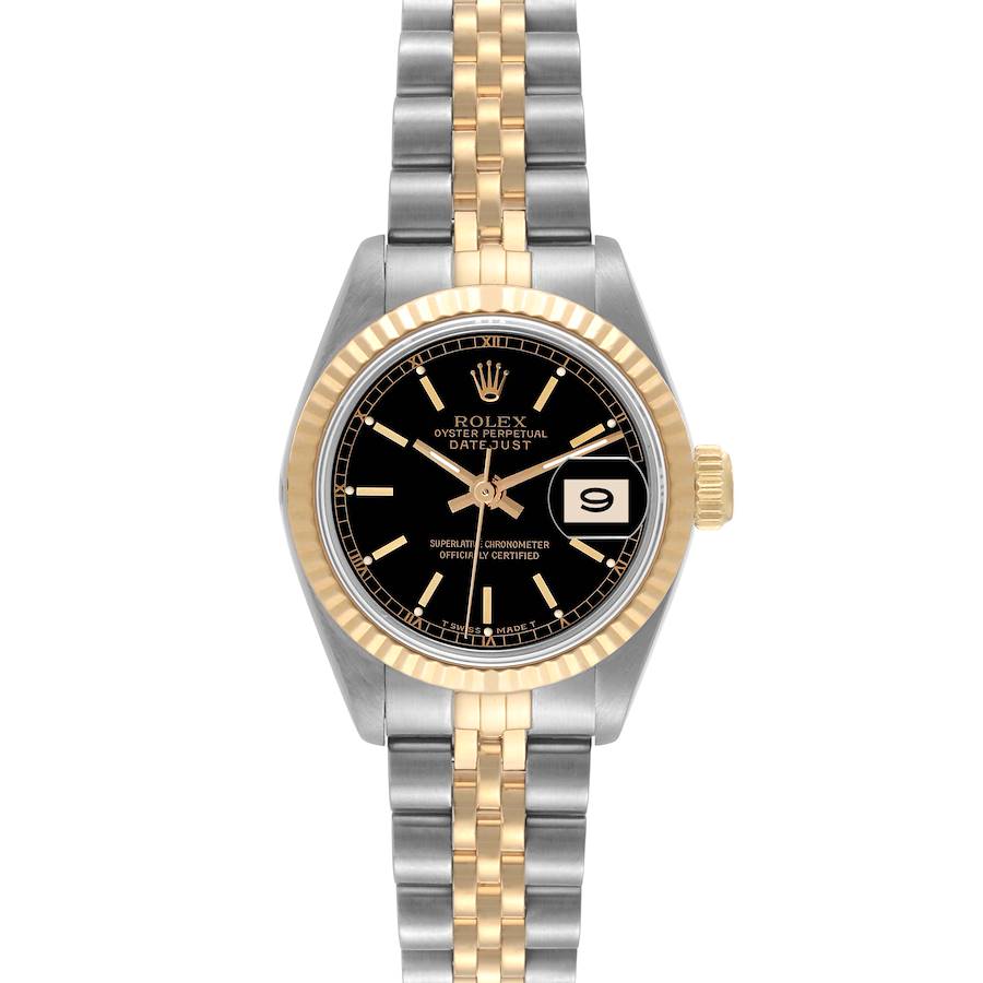 Rolex Datejust 26mm Steel Yellow Gold Black Dial Ladies Watch 69173 SwissWatchExpo