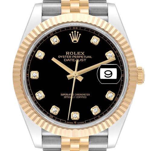 Photo of Rolex Datejust 41 Steel Yellow Gold Diamond Dial Mens Watch 126333 Box Card