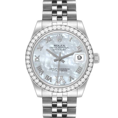 Photo of Rolex Datejust Midsize Steel White Gold MOP Diamond Ladies Watch 178384 Box Card