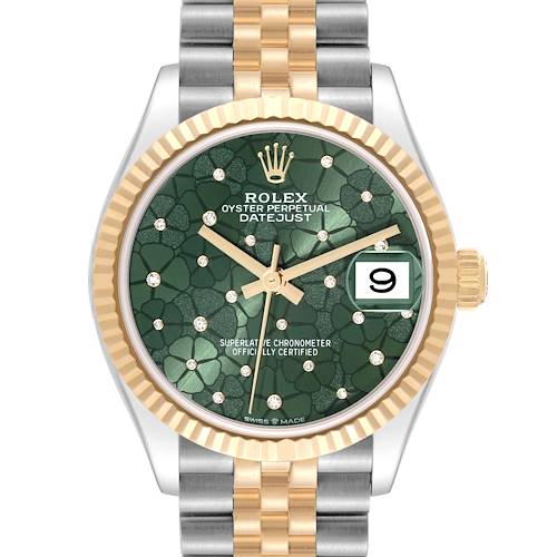 Photo of Rolex Datejust Midsize Steel Yellow Gold Floral Diamond Dial Ladies Watch 278273