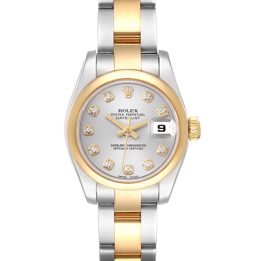 Rolex Datejust Silver Diamond Dial Steel Yellow Gold Ladies Watch 179163 SwissWatchExpo