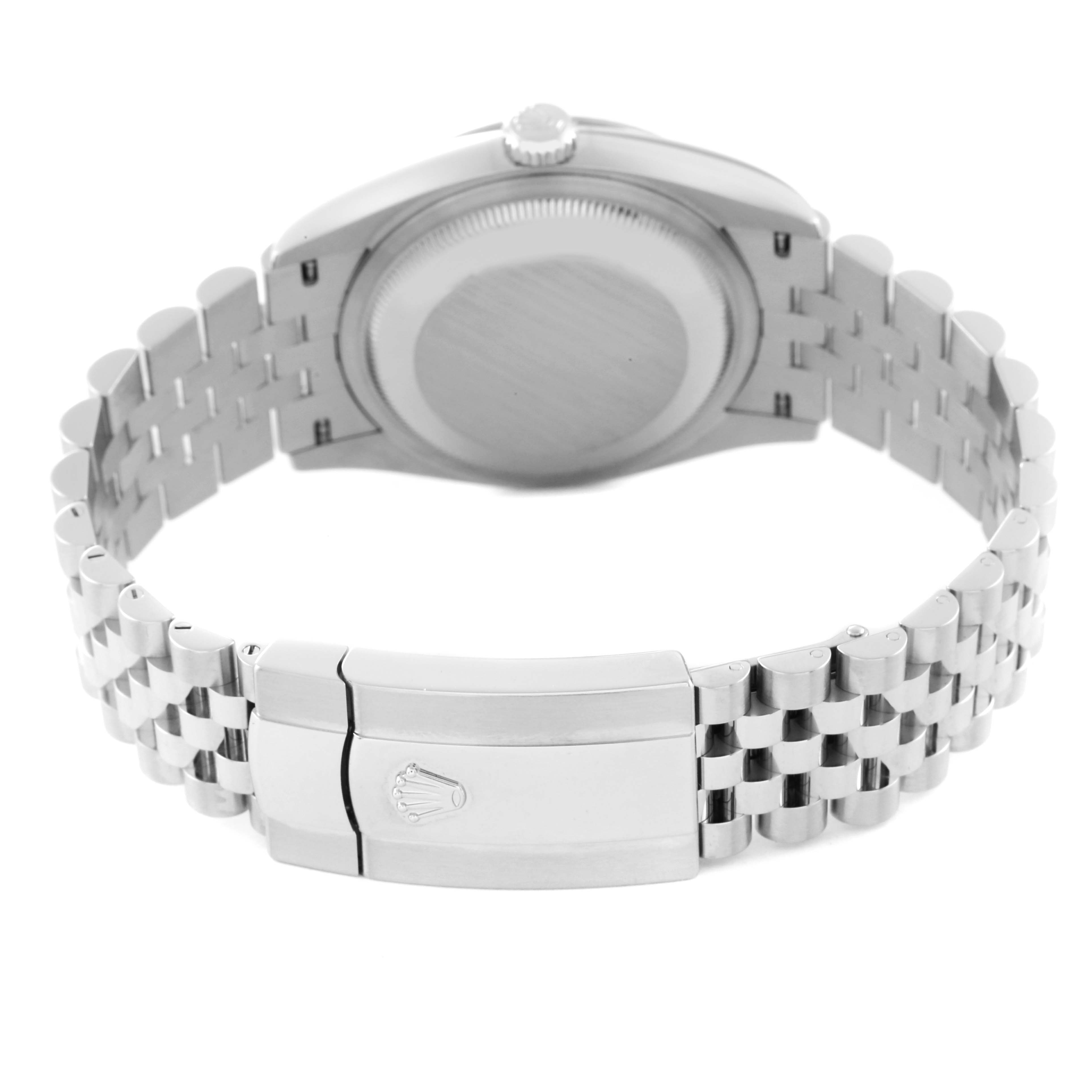 This image shows the back and bracelet clasp of the Rolex Datejust 126234 Men's Stainless Steel Green Dial 126234 Men's Stainless Steel Green Dial watch.