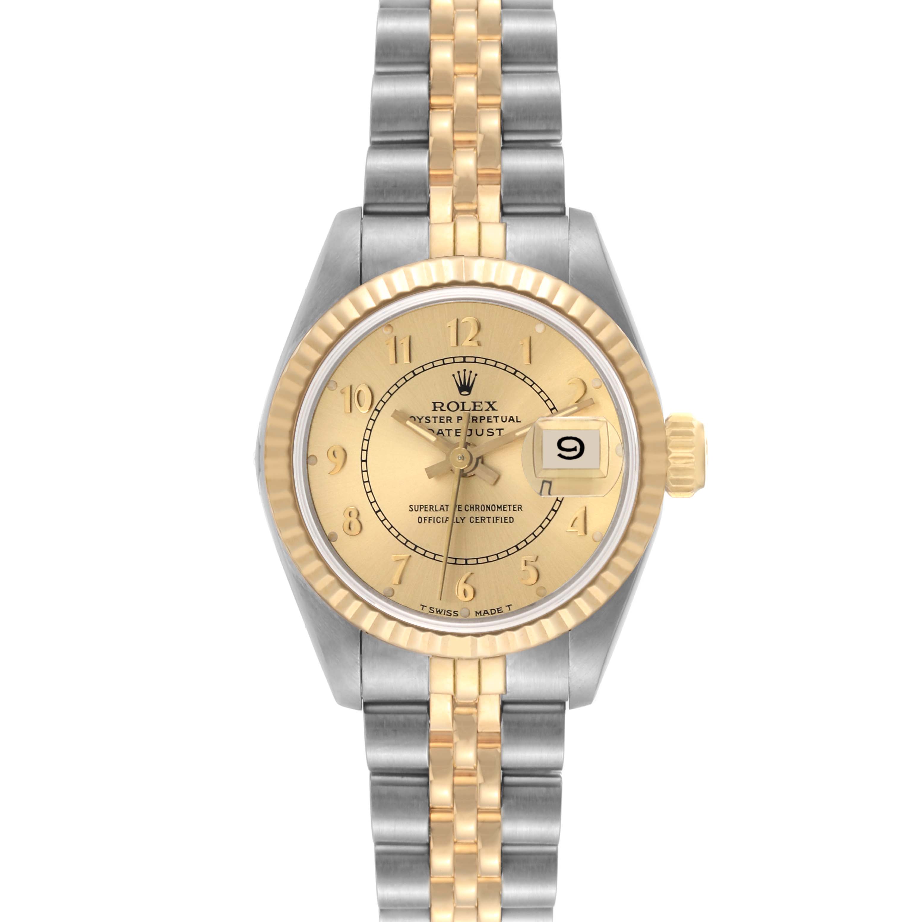 Rolex Datejust Steel Yellow Gold Champagne Bullseye Dial Ladies Watch ...