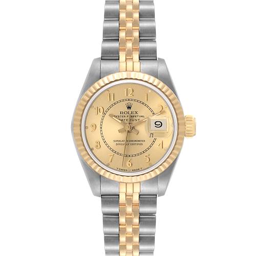 Photo of Rolex Datejust Steel Yellow Gold Champagne Bullseye Dial Ladies Watch 69173