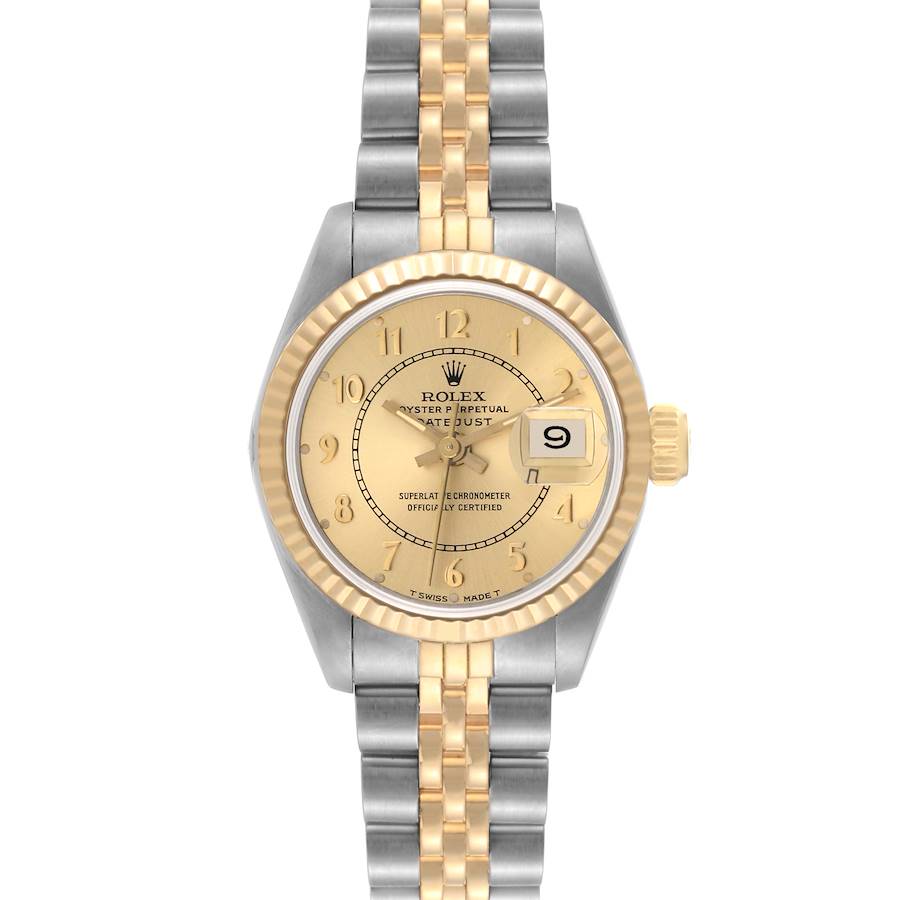 Rolex Datejust Steel Yellow Gold Champagne Bullseye Dial Ladies Watch 69173 SwissWatchExpo