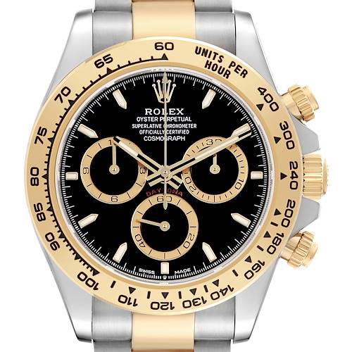 Photo of Rolex Daytona Steel Yellow Gold Black Dial Mens Watch 126503 Box Card