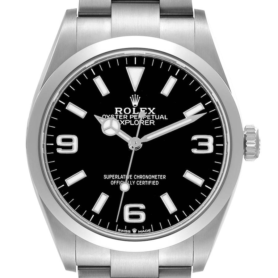 Rolex Explorer I 36mm Black Dial Steel Mens Watch 124270 Box Card SwissWatchExpo