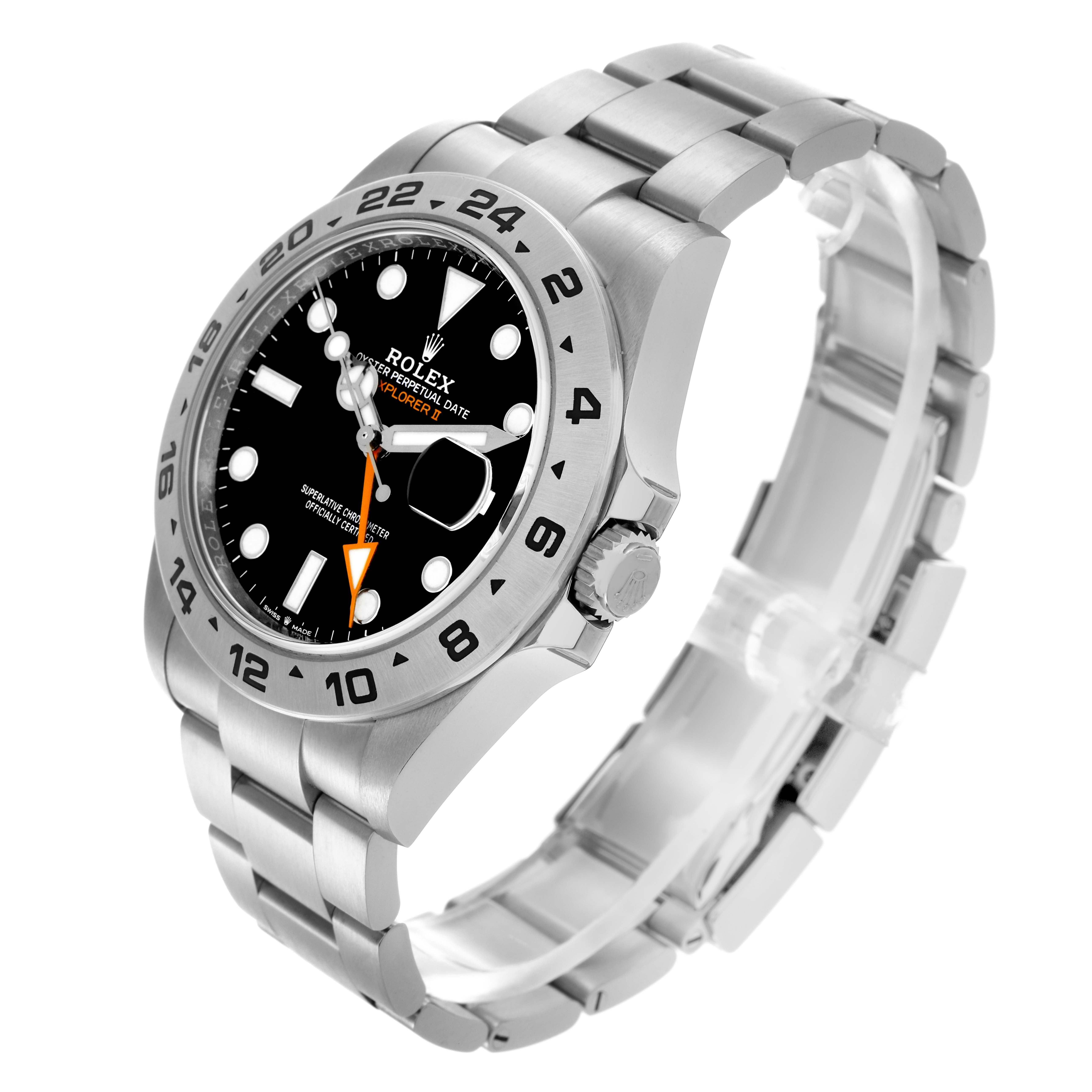 The Rolex Explorer 226570 Men
s Stainless Steel Black Dial 226570 Men
s Stainless Steel Black Dial watch is shown at an angled view, highlighting the face, bezel, crown, and bracelet.