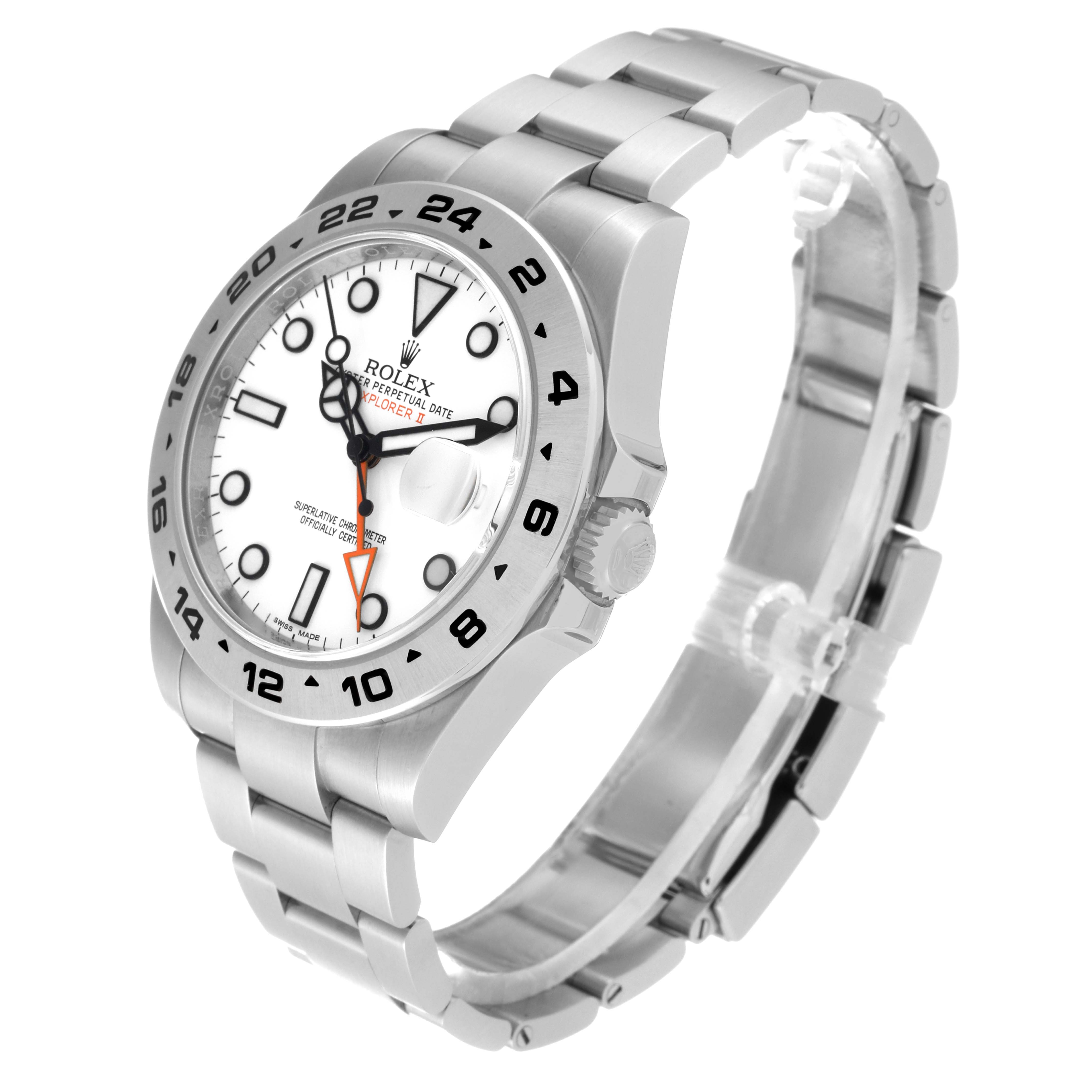 The image shows a front-left angle of a Rolex Explorer 216570 Men
s Stainless Steel White Dial 216570 Men
s Stainless Steel White Dial watch, highlighting its white dial, bezel, crown, and metal bracelet.