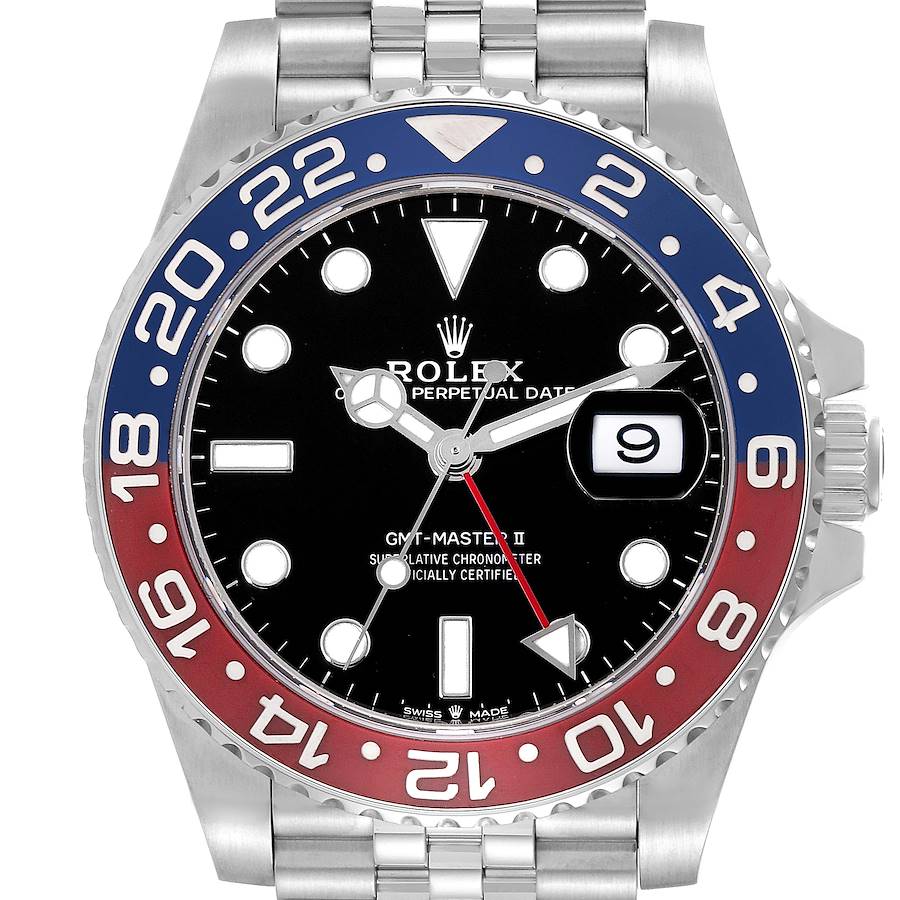Rolex GMT Master II Blue Red Pepsi Bezel Steel Mens Watch 126710 SwissWatchExpo