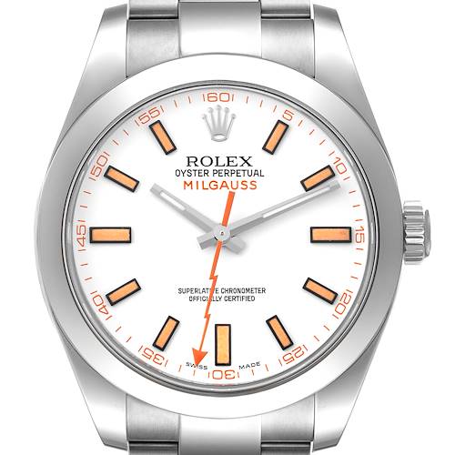 Photo of Rolex Milgauss White Dial Stainless Steel Mens Watch 116400V Box Card