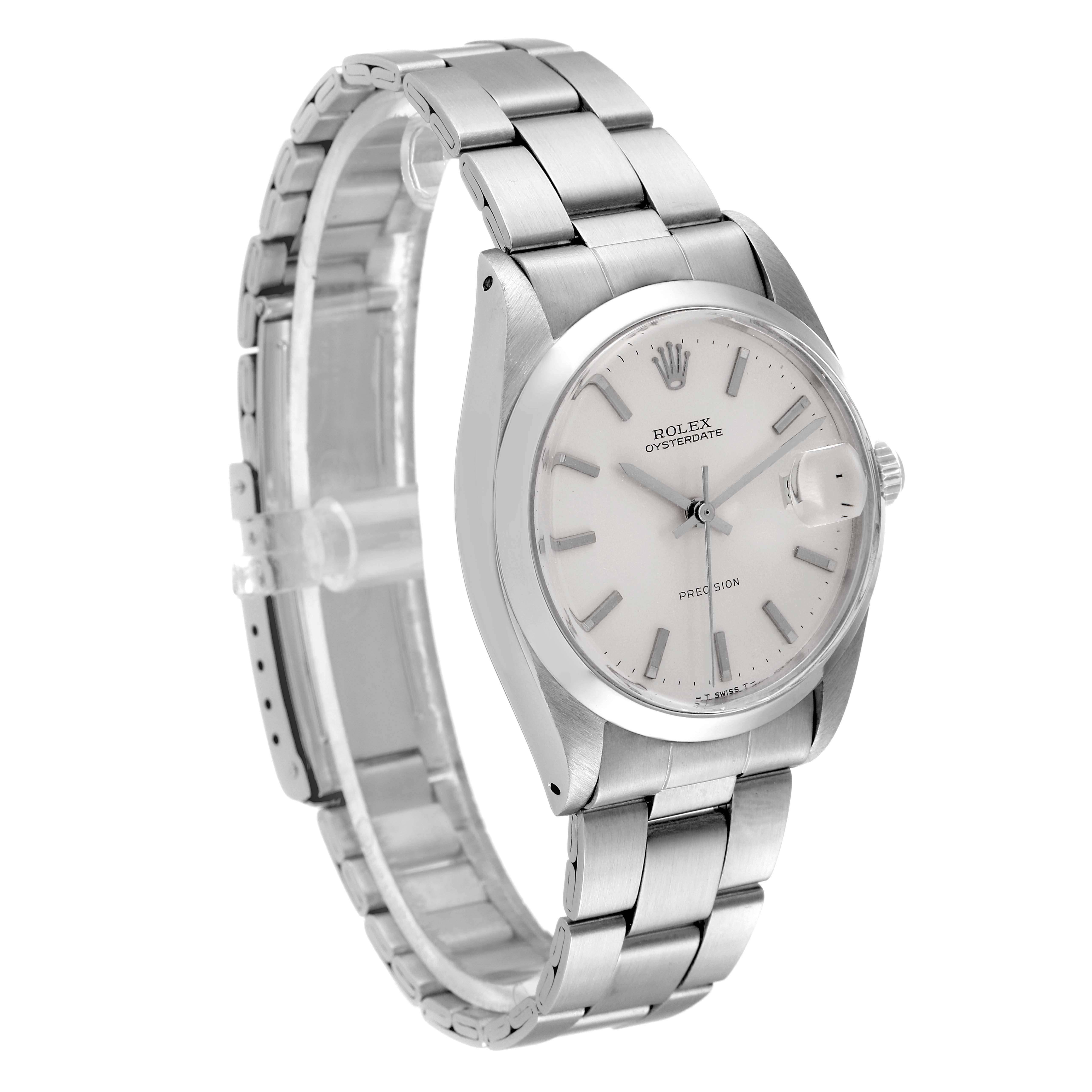 The Rolex Vintage Collection 6694 Men's Stainless Steel Silver Dial 6694 Men's Stainless Steel Silver Dial watch in the image is shown from an angled front view, highlighting the dial, case, and bracelet.