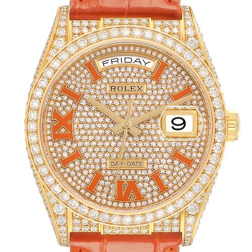 Photo of Rolex President Day-Date 36 Yellow Gold Full Pave Diamond 128158RBR Box Card