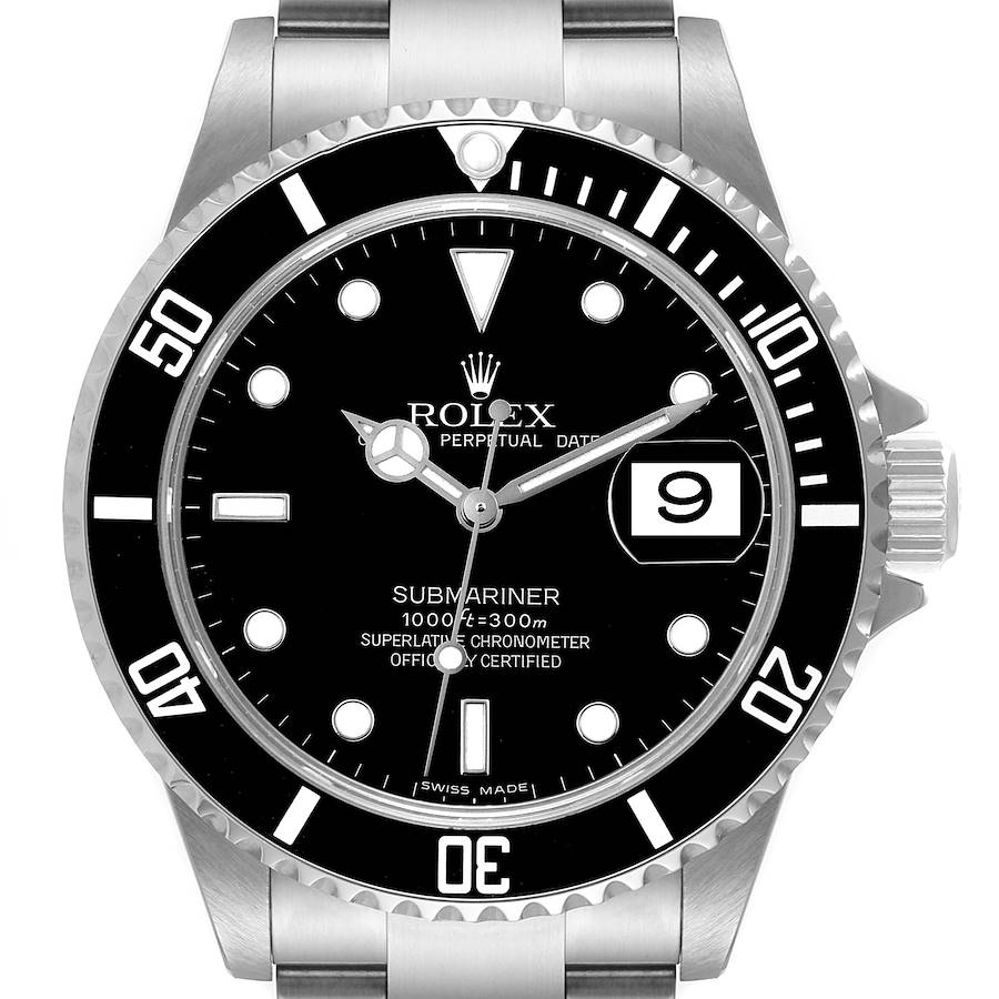Rolex Submariner Black Dial Steel Mens Watch 16610 Box SwissWatchExpo