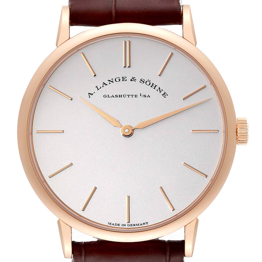 A. Lange and Sohne Saxonia Thin Rose Gold Mens Watch 201.033 Box Papers SwissWatchExpo