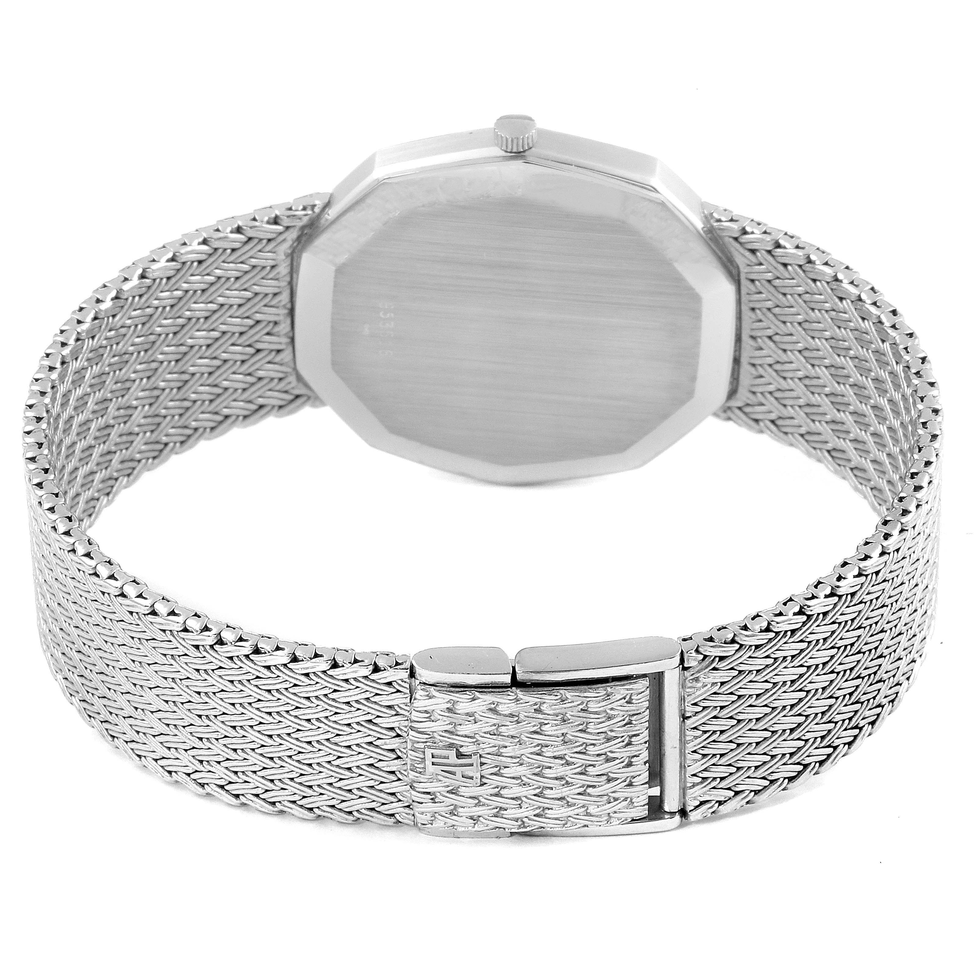 This image shows the back view of a Vintage Audemars Piguet watch, highlighting its mesh bracelet and clasp.