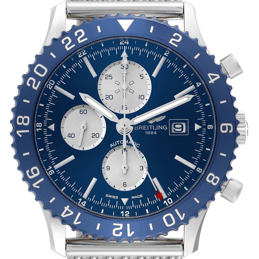 Breitling Chronoliner Blue Dial Steel Mens Watch Y24310 Box Card SwissWatchExpo