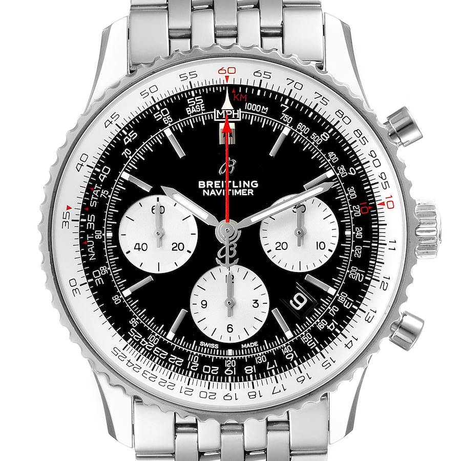 Breitling Navitimer 01 Black Dial Steel Mens Watch AB0121 Box Papers SwissWatchExpo