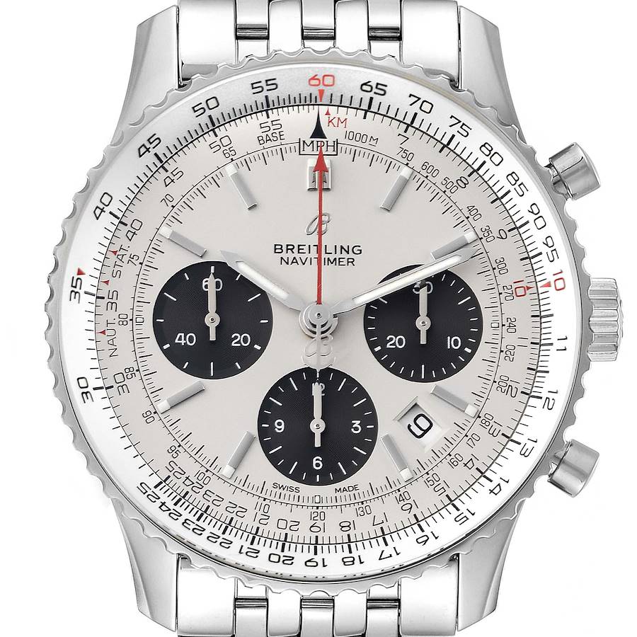 Breitling Navitimer 01 Silver Dial Steel Mens Watch AB0121 Box Card SwissWatchExpo