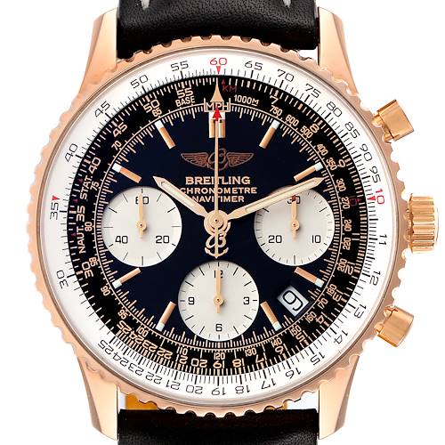 Photo of Breitling Navitimer 18k Rose Gold Limited Edition Black Dial Mens Watch R23322