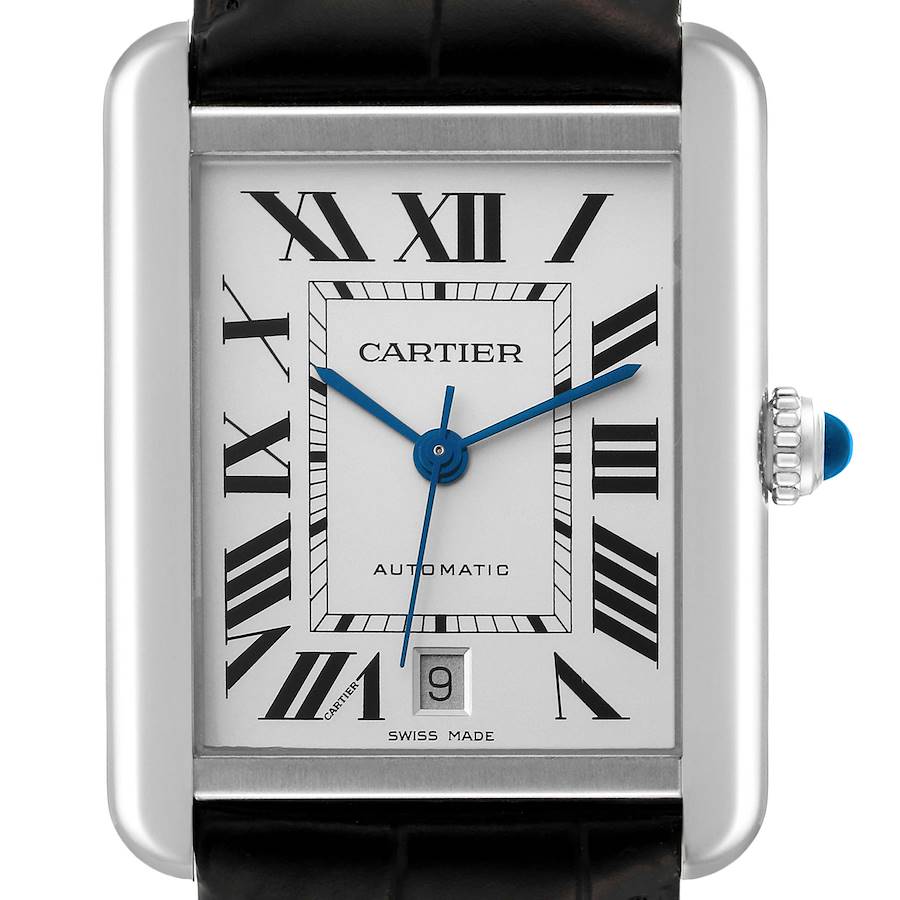 Cartier Tank Solo XL Automatic Silver Dial Steel Mens Watch W5200027 SwissWatchExpo