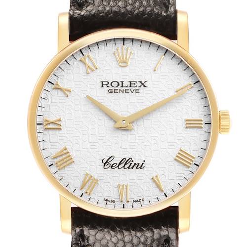 Photo of Rolex Cellini Classic Yellow Gold Ivory Anniversary Dial Watch 5115 Box Card
