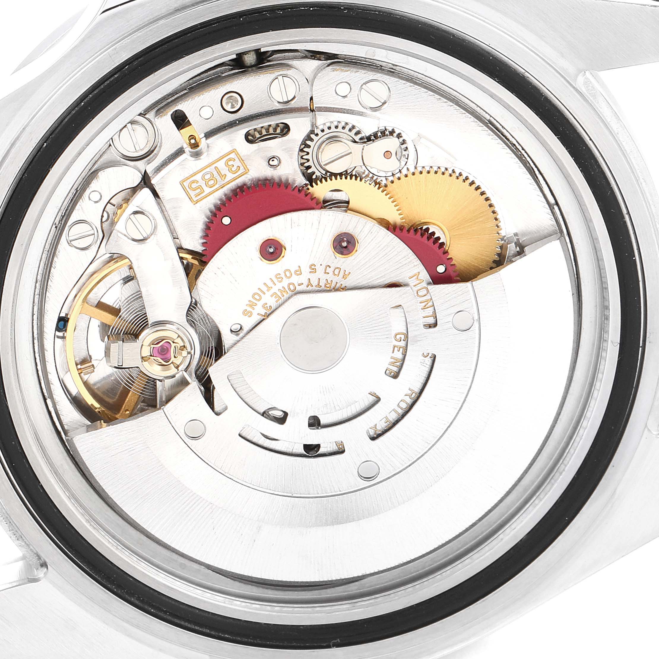 The image shows the inner mechanical movement of a Rolex Explorer 16570 Men's Stainless Steel Black Dial 16570 Men's Stainless Steel Black Dial watch, viewed from the back.