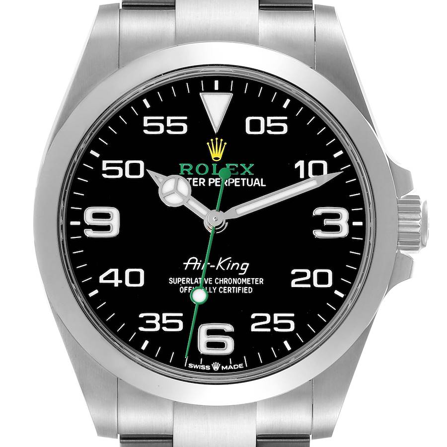 Rolex Oyster Perpetual Air King Black Dial Steel Mens Watch 126900 Box Card SwissWatchExpo