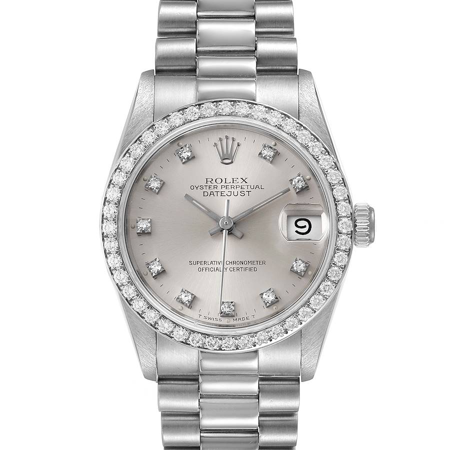 Rolex President Datejust Midsize Platinum Diamond Ladies Watch 68286 SwissWatchExpo