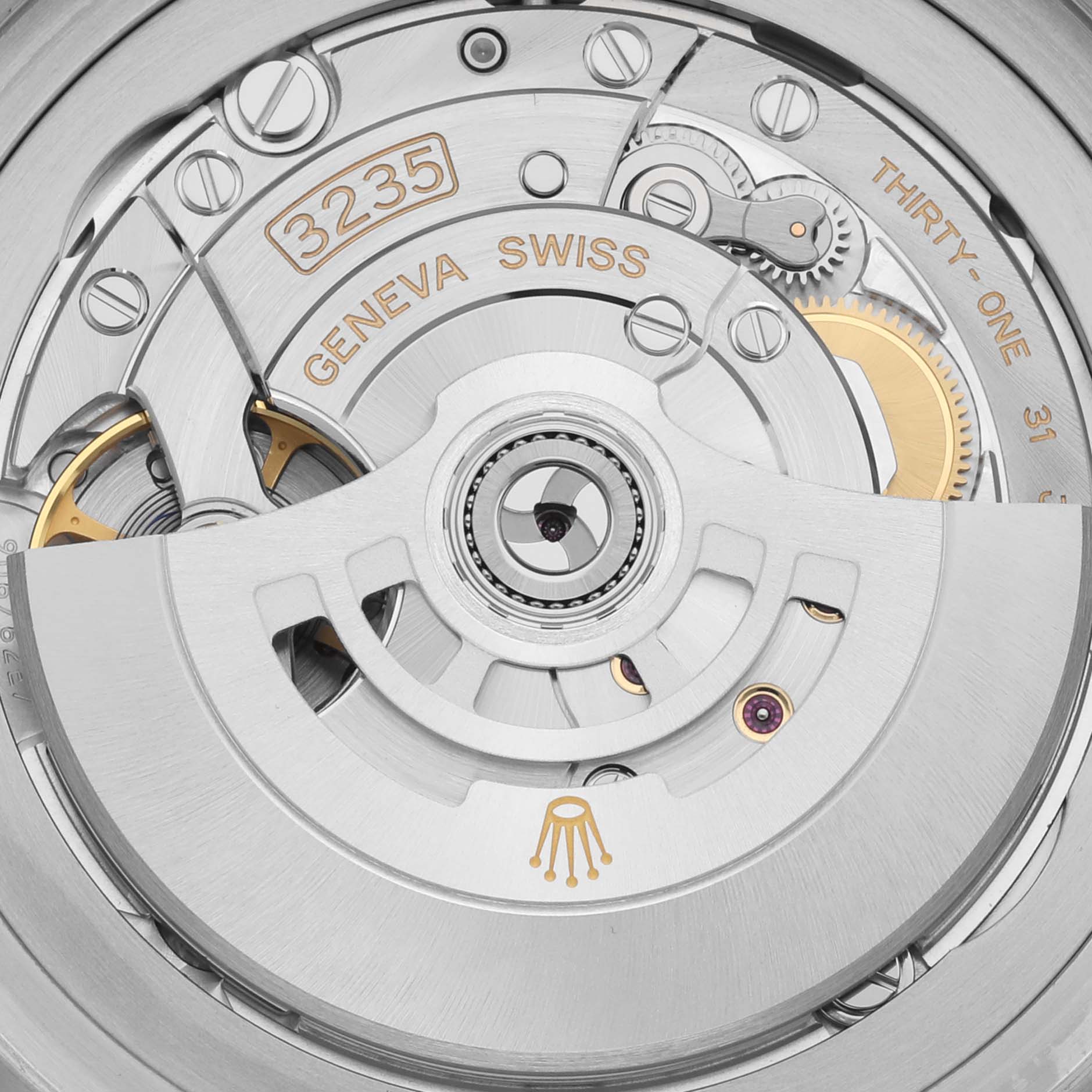 This image shows a close-up of the inner movement mechanism of the Rolex Sea-Dweller 126660 Men
s Stainless Steel Black Dial 126660 Men
s Stainless Steel Black Dial model watch.