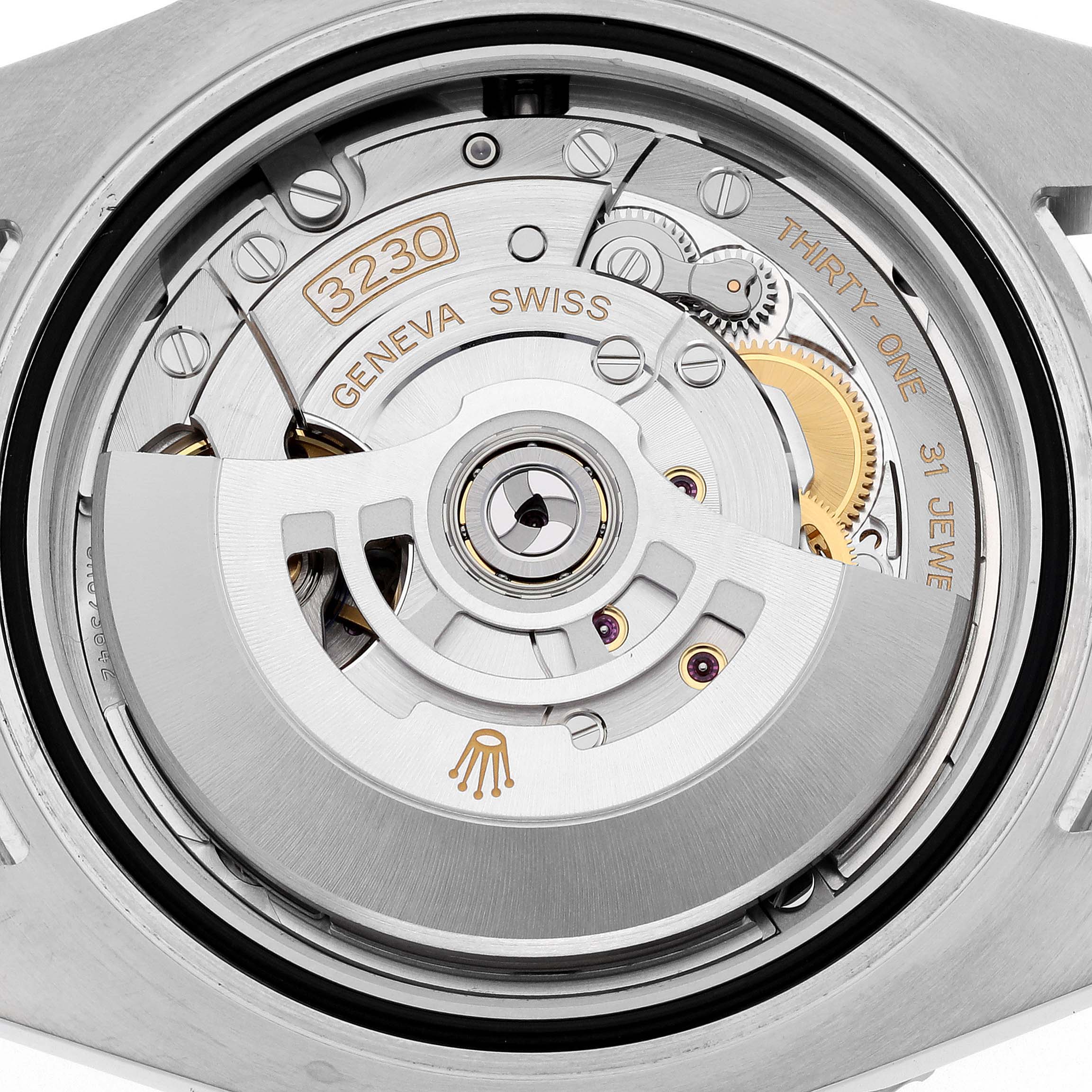 This image shows the intricate back view of the Rolex Submariner 124060 Men
s Stainless Steel Black Dial 124060 Men
s Stainless Steel Black Dial watch
s movement, highlighting its internal components and mechanisms.