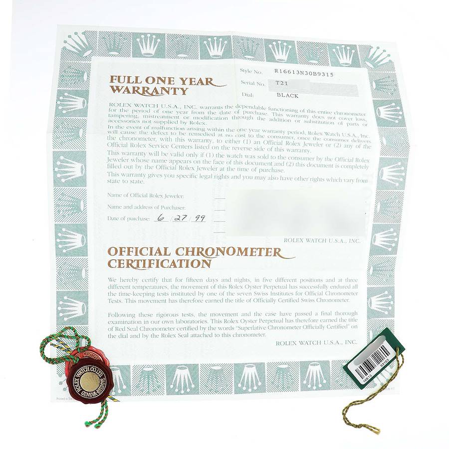 ROLEX 16613 保証書 Buy Rolex Submariner Steel and Gold (two tone) 16613 | SwissWatchExpo