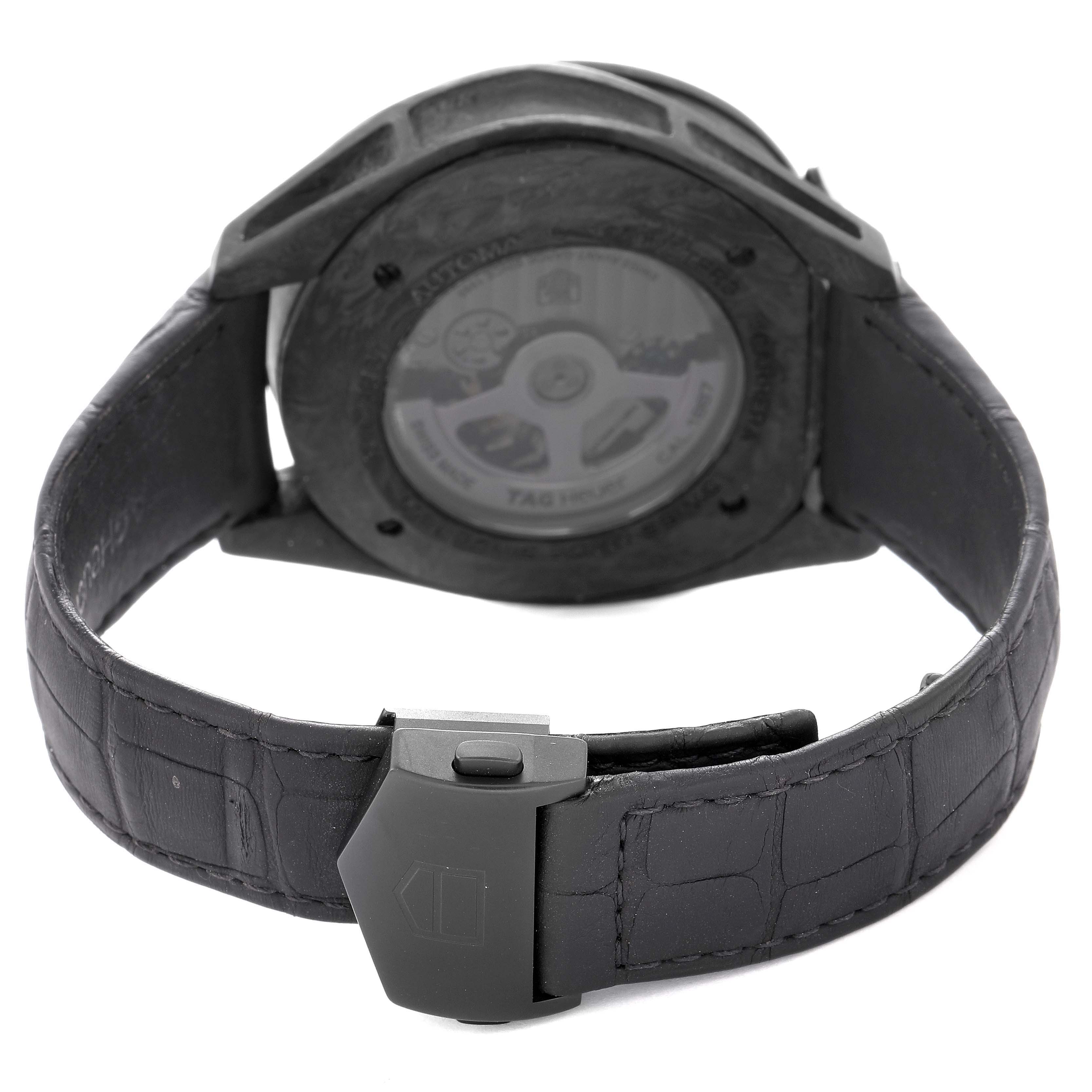 The image shows the back view of the Tag Heuer Carrera model CAR2C90.FC6341, highlighting the clasp and the watch's case back.