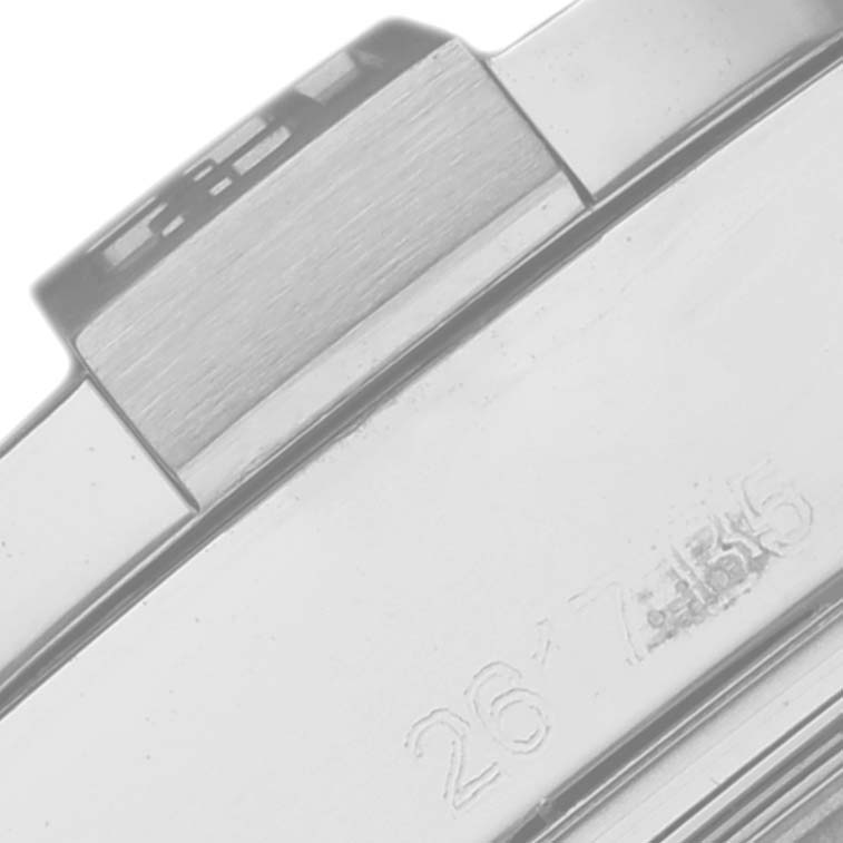 The image shows a close-up angle of the side of a Breitling Avenger A32390 Men's Stainless Steel Mother of Pearl Dial A32390 Men's Stainless Steel Mother of Pearl Dial watch, highlighting part of the bezel and the edge of the case.