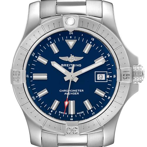 Photo of Breitling Avenger Blue Dial Stainless Steel Mens Watch A17318 Box Card