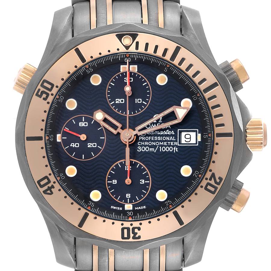 Omega Seamaster 41mm Titanium Rose Gold Mens Watch 2296.80.00 SwissWatchExpo