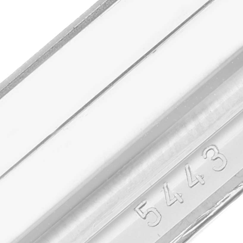 This is a close-up angle of a Rolex Cellini 5443/9 Men's White Gold Black Dial 5443/9 Men's White Gold Black Dial watch, focusing on the engraved model number "5443."