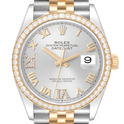 Photo of Rolex Datejust 36 Steel Yellow Gold Silver Dial Diamond Mens Watch 126283