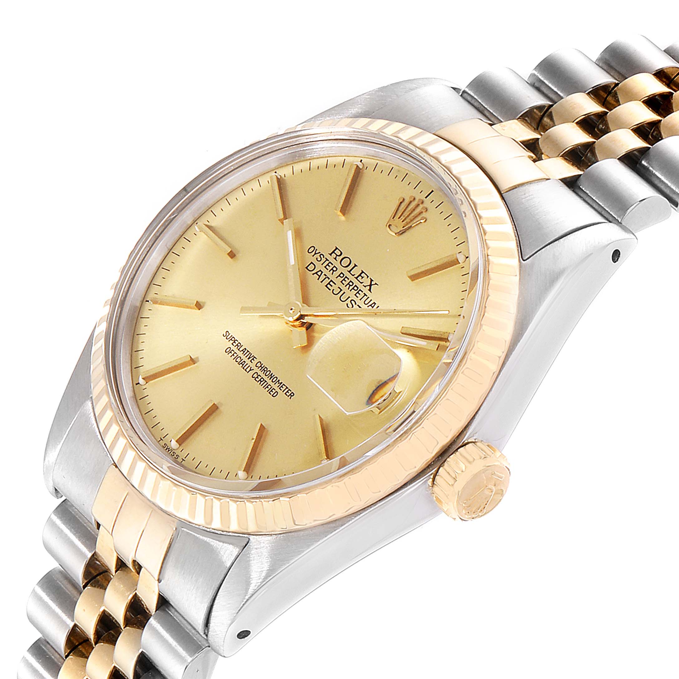 This is a close-up angled view of the Vintage Collection model by Rolex, showing the dial, crown, and part of the band.