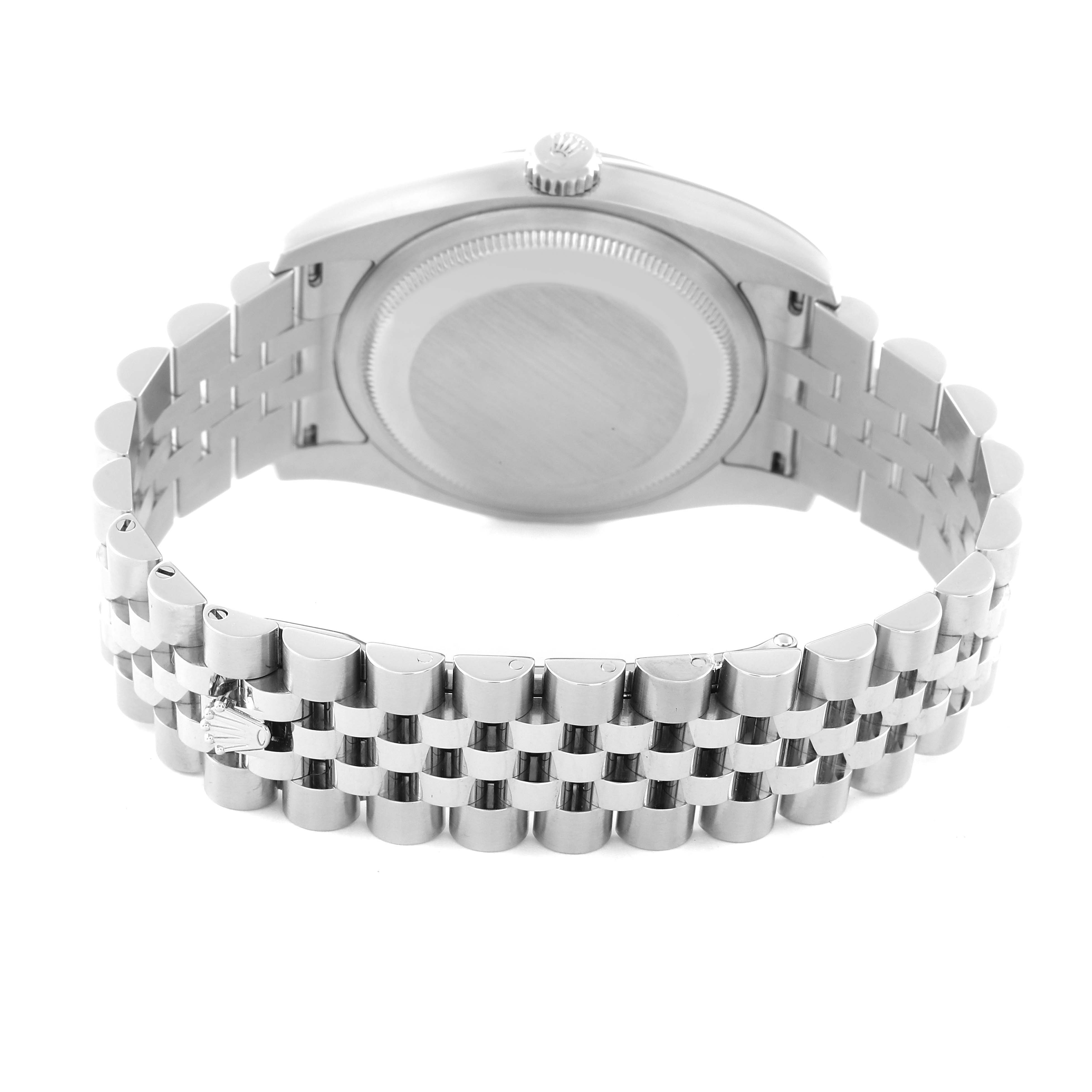 The image shows the back case and bracelet of a Rolex Datejust 116234 Men's Stainless Steel Silver Dial 116234 Men's Stainless Steel Silver Dial watch from a rear angle.