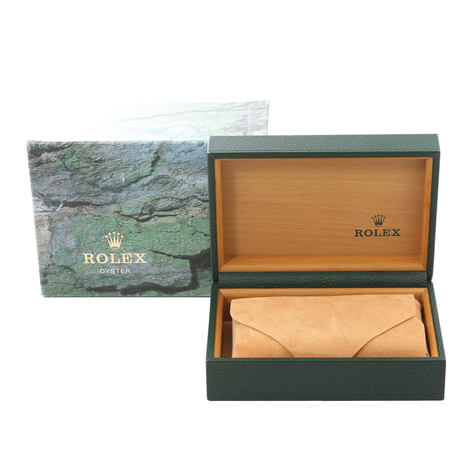 The image shows a Rolex Datejust 16233 Men's Steel and Gold (two tone) Blue Dial 16233 Men's Steel and Gold (two tone) Blue Dial watch box and packaging from an angled top view.