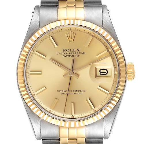 Photo of Rolex Datejust Steel Yellow Gold Champagne Dial Vintage Mens Watch 1601