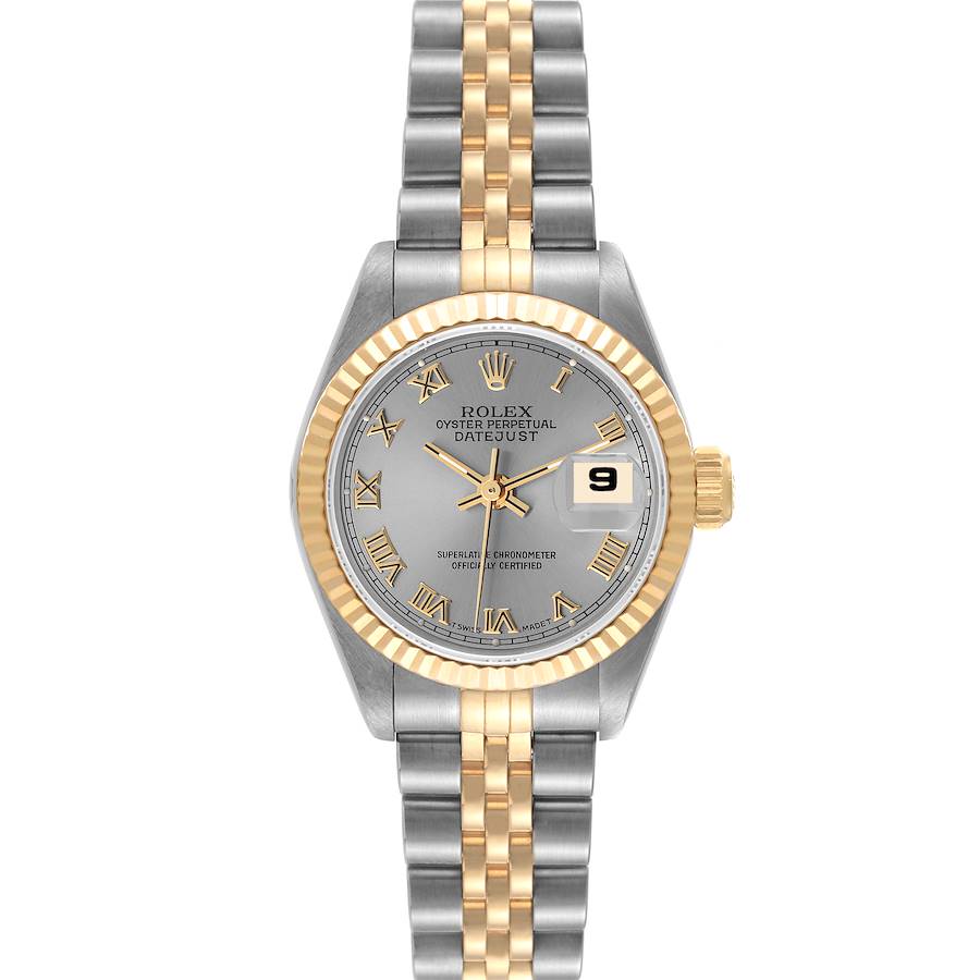 Rolex Datejust Steel Yellow Gold Slate Roman Dial Ladies Watch 69173 Box Papers SwissWatchExpo
