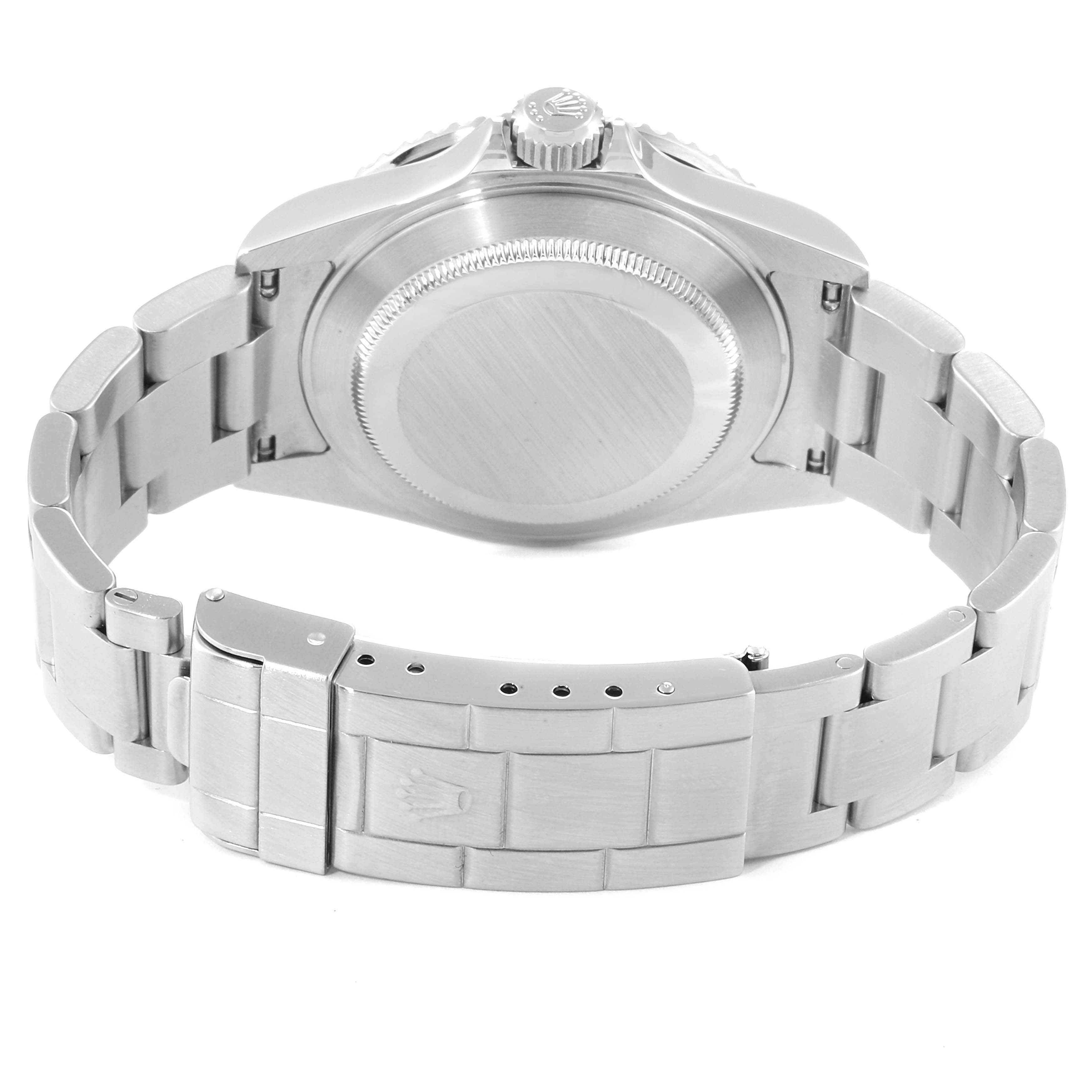 This image shows the back case and bracelet clasp of the Rolex Submariner 16610LV Men's Stainless Steel Black Dial 16610LV Men's Stainless Steel Black Dial watch at a rear angle.