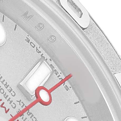 The image shows a close-up of the Rolex Yacht-Master 169622 Women's Stainless Steel Silver Dial's dial edge, date window, and part of the bezel.