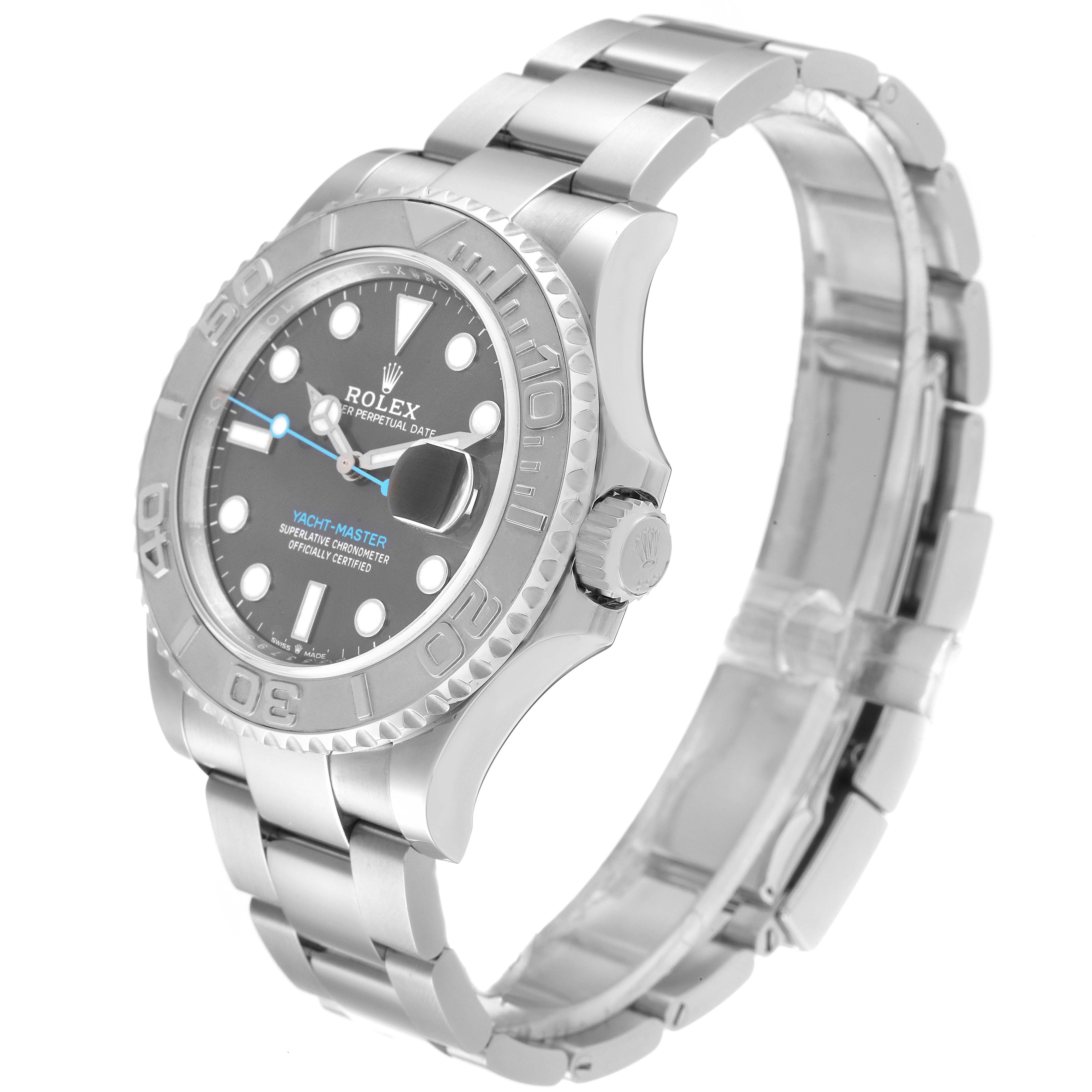 The Rolex Yacht-Master 126622 Men
s Stainless Steel Grey Dial 126622 Men
s Stainless Steel Grey Dial watch is shown at a three-quarter angle, displaying the face, bezel, bracelet, and crown.