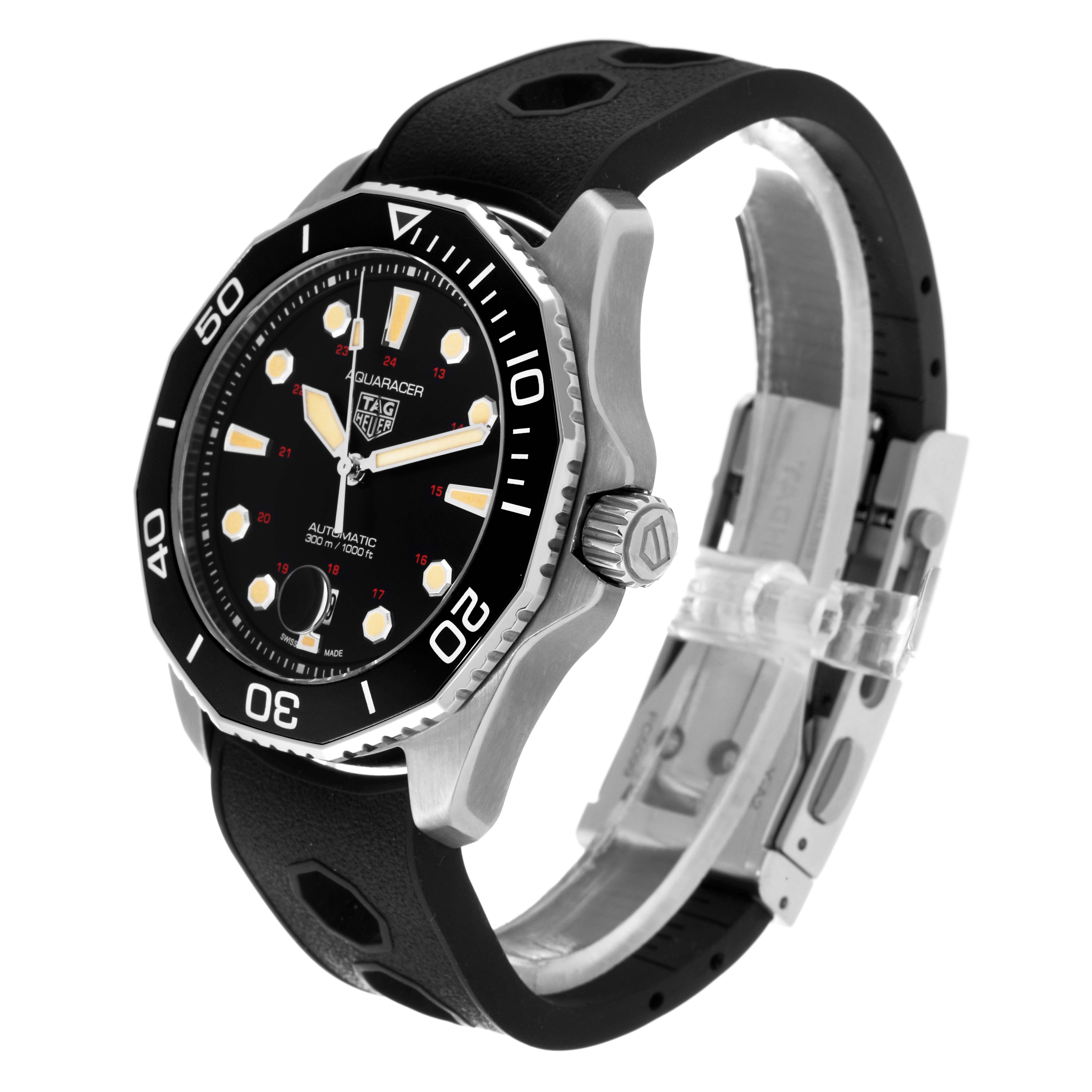 The Tag Heuer Aquaracer WBP208C.FT6201 Men's Titanium Black Dial WBP208C.FT6201 Men's Titanium Black Dial watch is shown at a three-quarter angle, highlighting the face, bezel, crown, and strap.