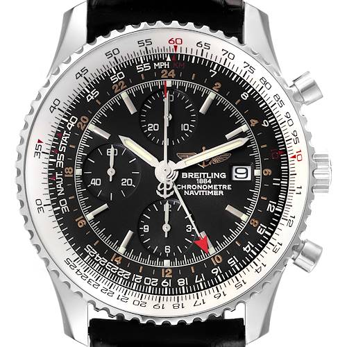 Photo of Breitling Navitimer World Black Dial Steel Mens Watch A24322 Box Papers