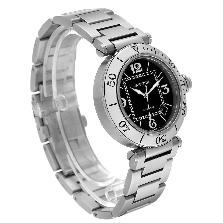 Cartier Pasha Seatimer Black Dial Automatic Steel Mens Watch